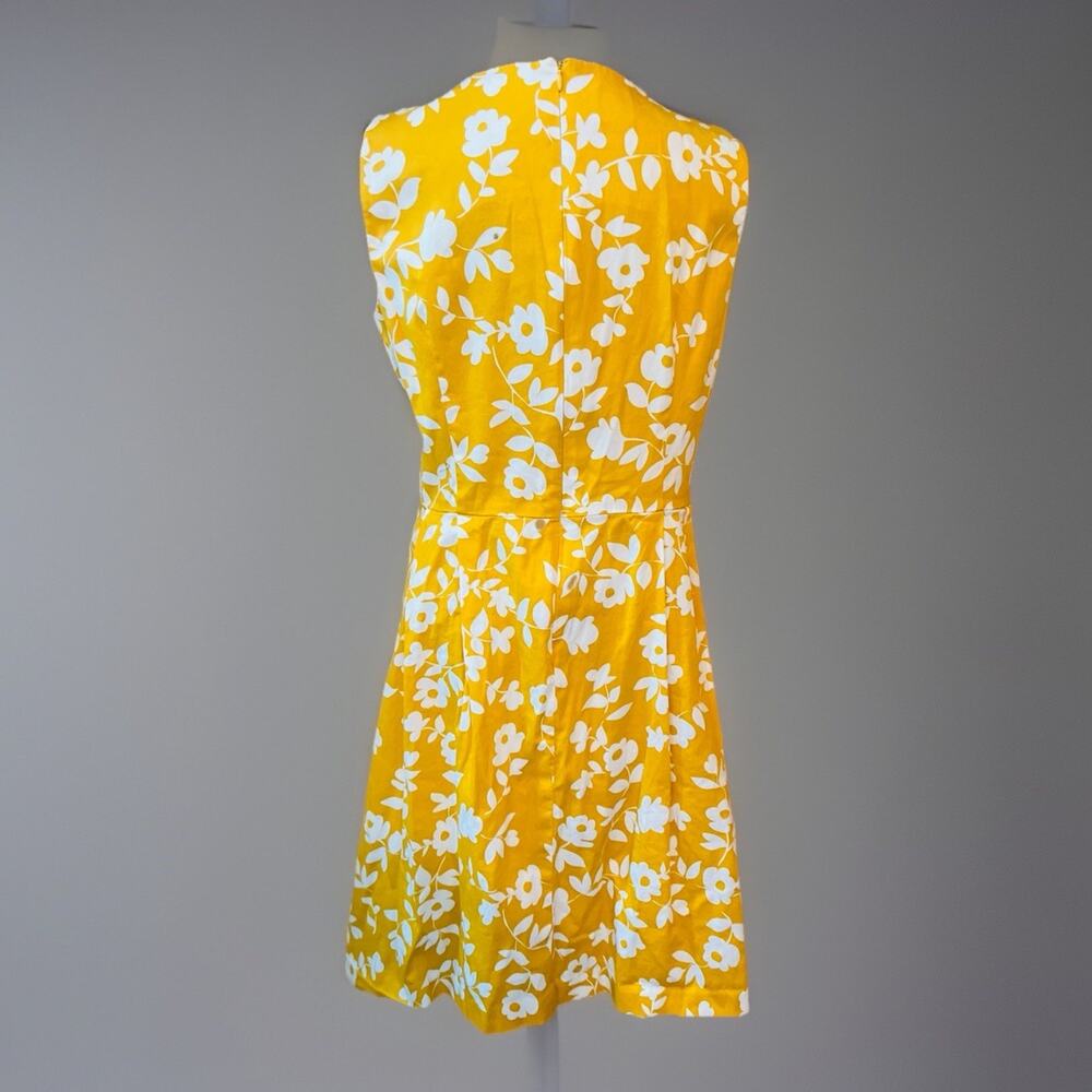 Anne Klein Women’s Yellow Floral Print Belted MIDI Sun Dress Classy Summer Sz 12 - Picture 4 of 7